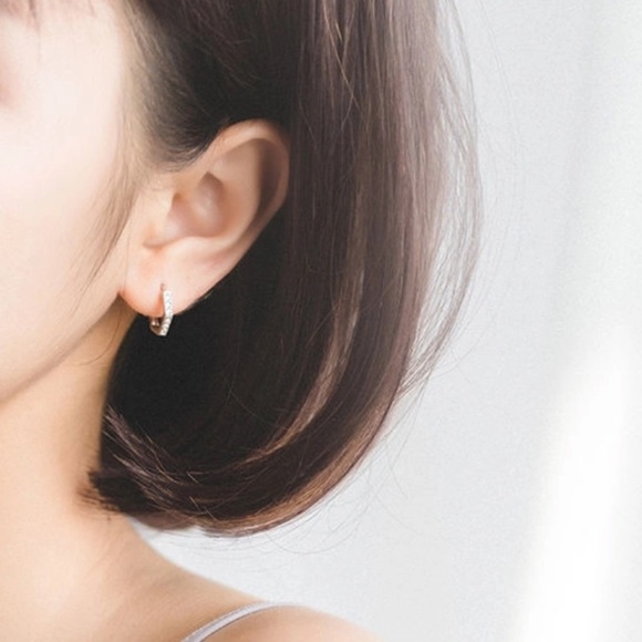 925 sterling silver Hexagon hoops - Picture 2 of 3